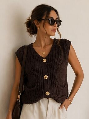 House of Harlow 1960  Knit  Vest Brown  XS